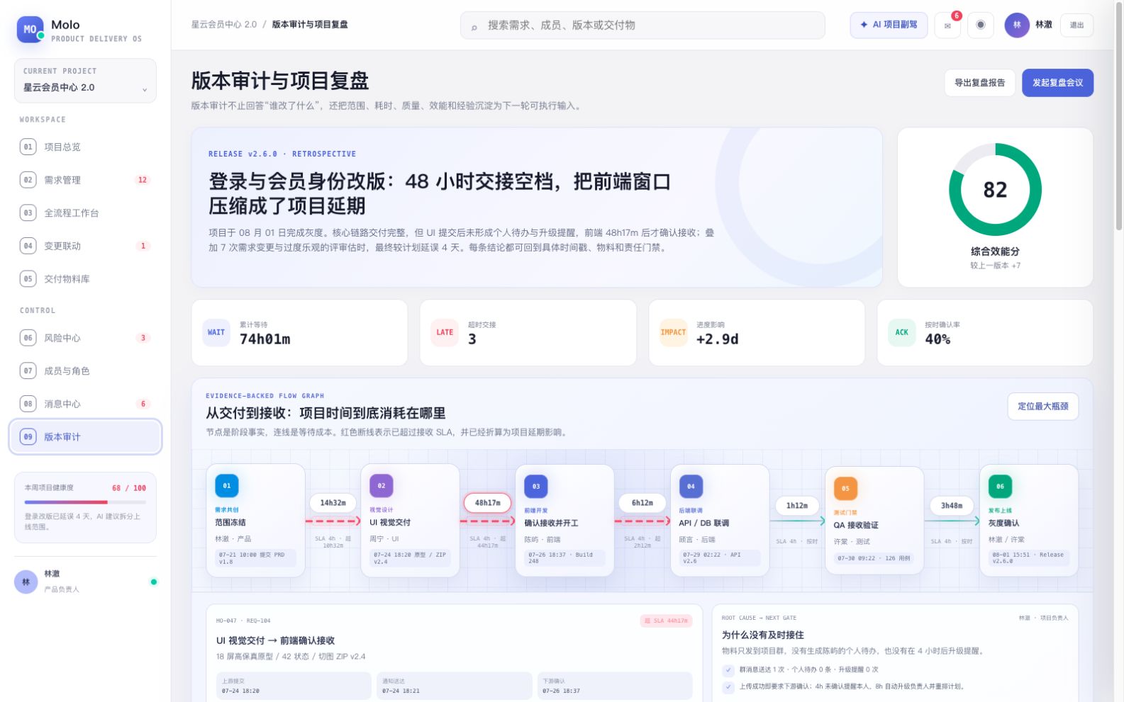 Molo AI 辅助复盘与版本审计截图